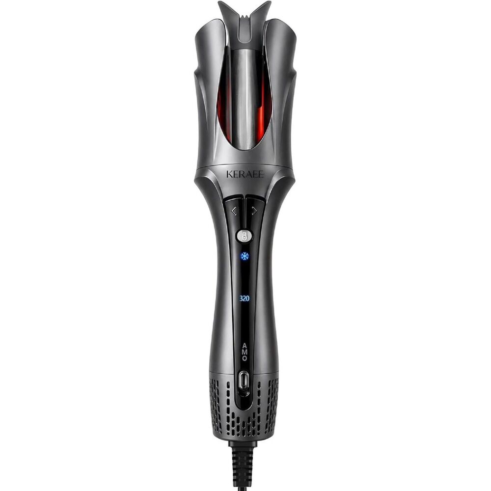 Keraee Automatic Cool Air Hair Curler Anti-Tangle Rotating Wand Gray New